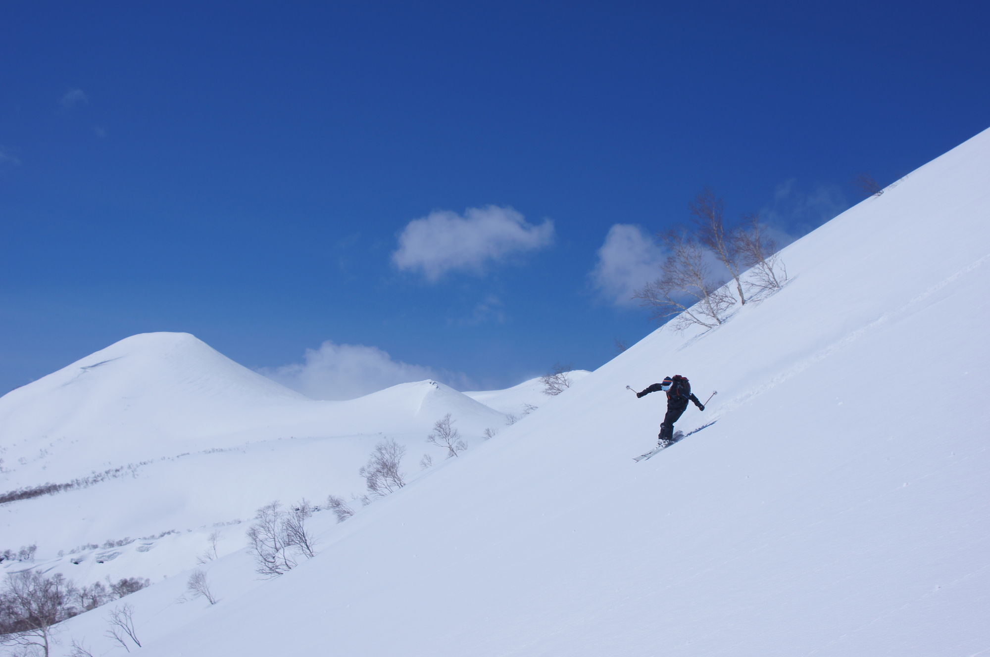 A skier in Niseko's powder snow