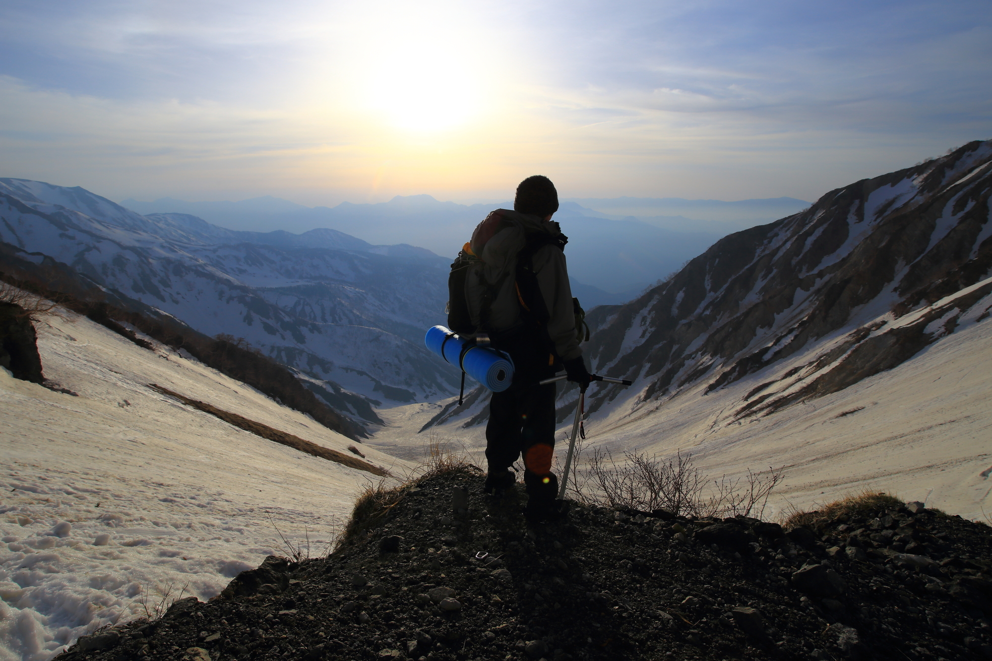 The Northern Japan Alps and Hakuba village illuminated by the morning sun